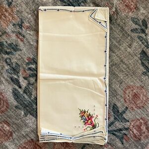 Set of 8 Vintage Embroidered Tablecloths – New, Hand-Stitched Floral Design